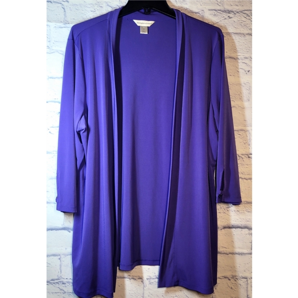 Christopher & Banks Women’s Purple Open Front Cardigan XL Lightweight Knit